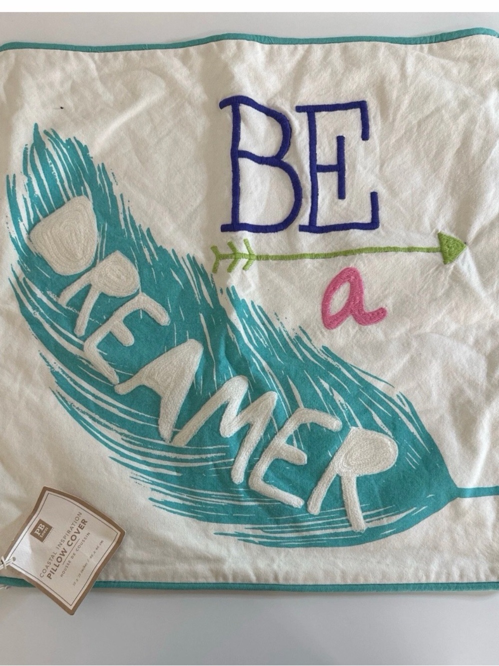 PBTEEN Be a Dreamer Kids Graphic Top - Teal & White 18x8